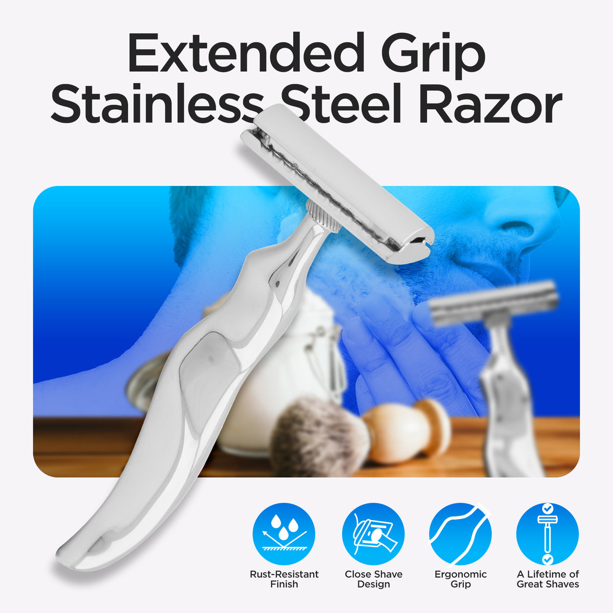 Double Edge Razor Stainless Steel Wavy - HARYALI LONDON