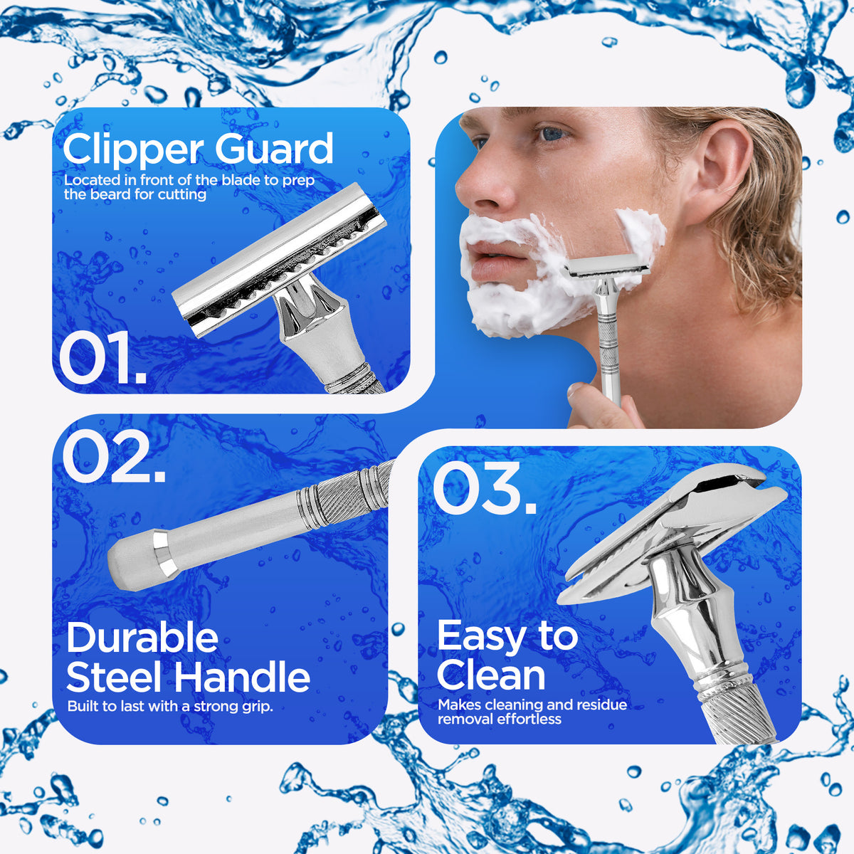 Double Edge Razor Stainless Steel Grip Pad - HARYALI LONDON