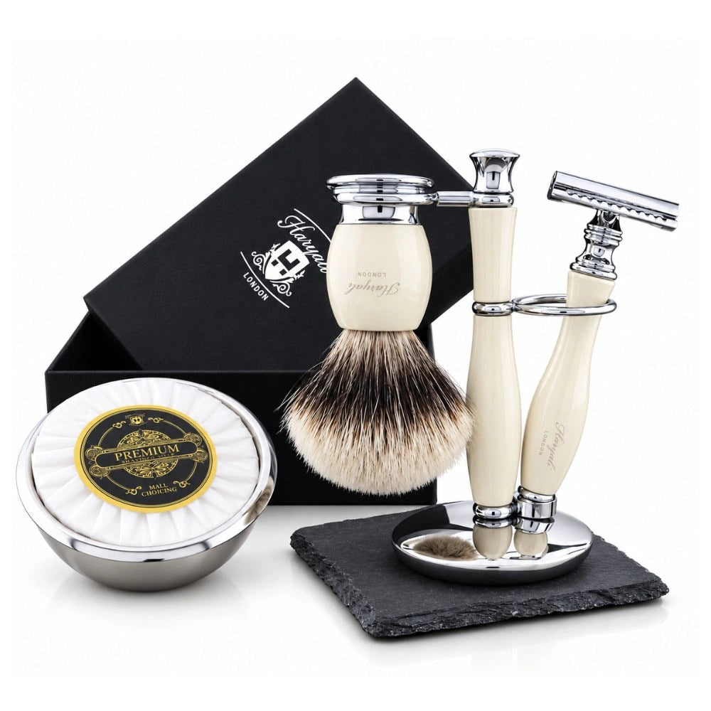 Premium Indigo 5 Piece Silvertip Badger Hair Shaving Kit For Men