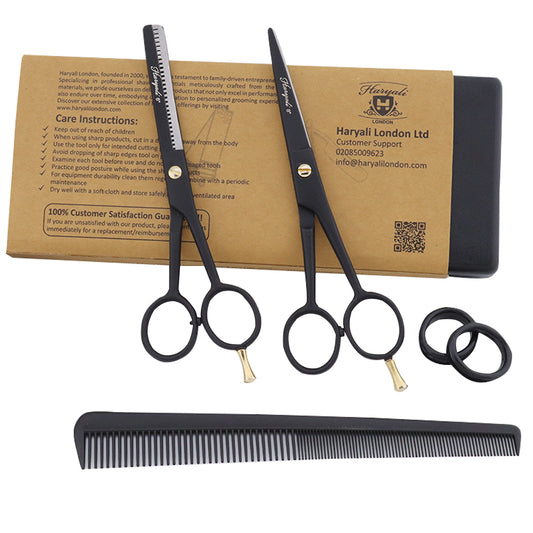 Zwarte 6 Inch Kappersschaar & Effileerschaar Set