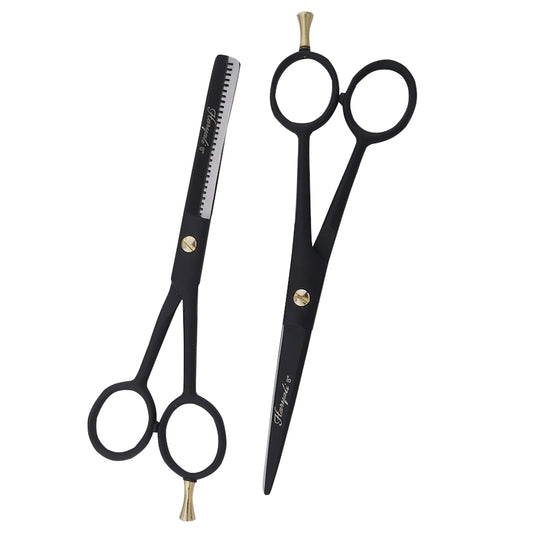 Zwarte 6 Inch Kappersschaar & Effileerschaar Set