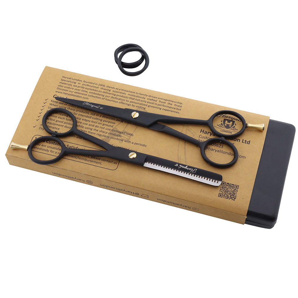 Zwarte 6 Inch Kappersschaar & Effileerschaar Set