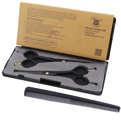 Zwarte 6 Inch Kappersschaar & Effileerschaar Set
