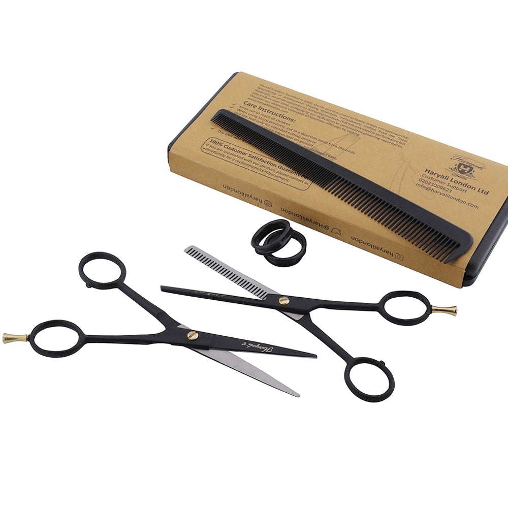Zwarte 6 Inch Kappersschaar & Effileerschaar Set