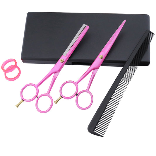 Roze Linkshandige 6" Haarknippers Effileerscharen Set