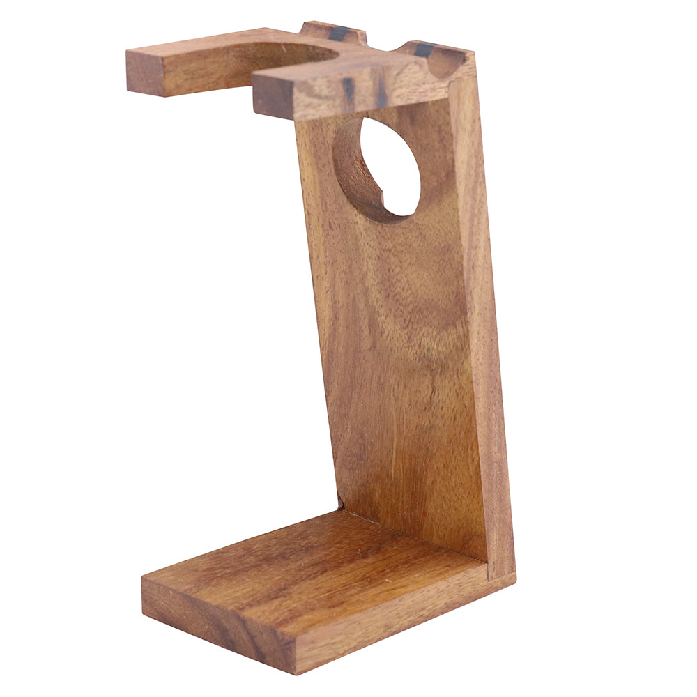 Elegante Houten Dubbele Houder voor Scheerkwast & Scheermes
