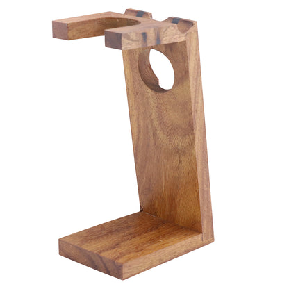 Elegante Houten Dubbele Houder voor Scheerkwast & Scheermes