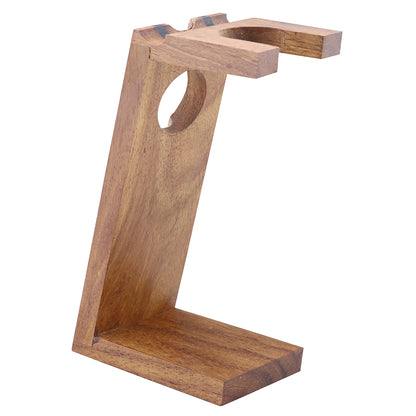 Elegante Houten Dubbele Houder voor Scheerkwast & Scheermes