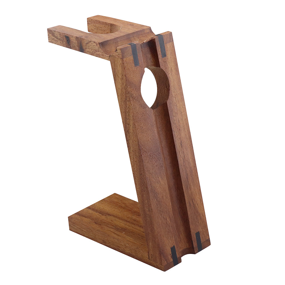 Elegante Houten Dubbele Houder voor Scheerkwast & Scheermes