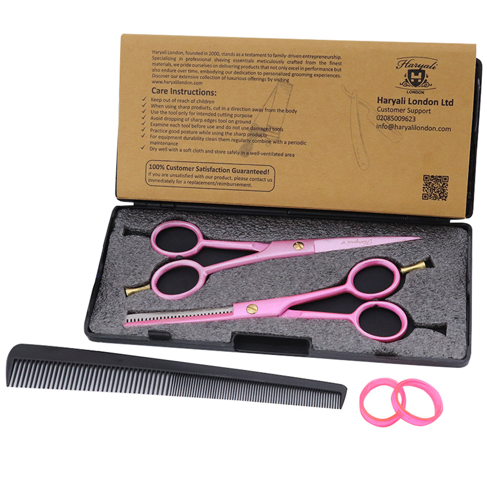 Roze Rechtshandige 6" Haarknippers Effileerscharen Set