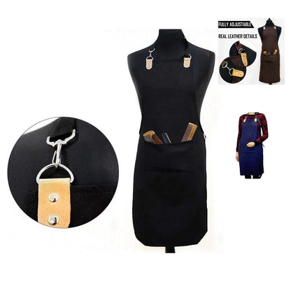 Professional Barber Apron with Pocket & Leather Strap in 3 Colours - HARYALI LONDON