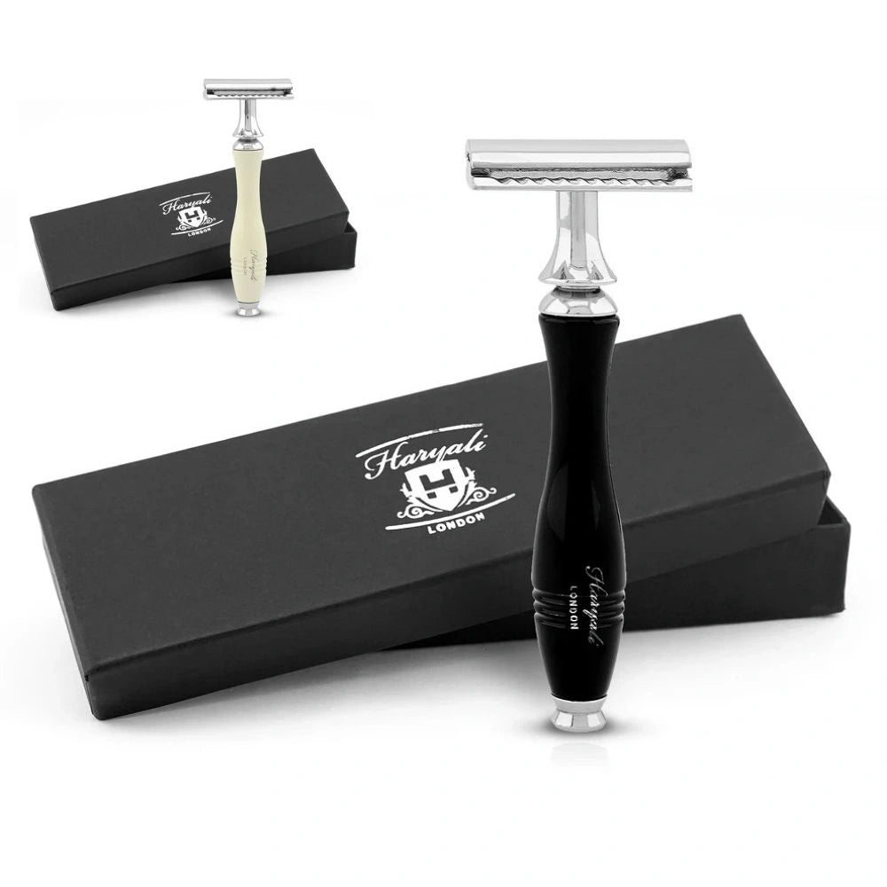 Apex Double Edge Scheermes in Zwart & Ivoor
