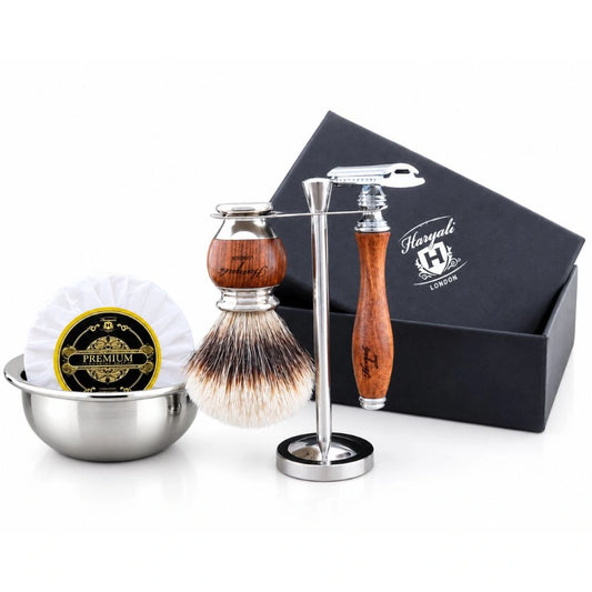 Haryali's Wooden Range Silvertip Badger Hair Shaving Kit