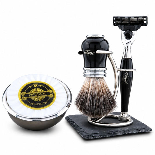 Lille 5 Piece Black Synthetic Shaving Kit For Men