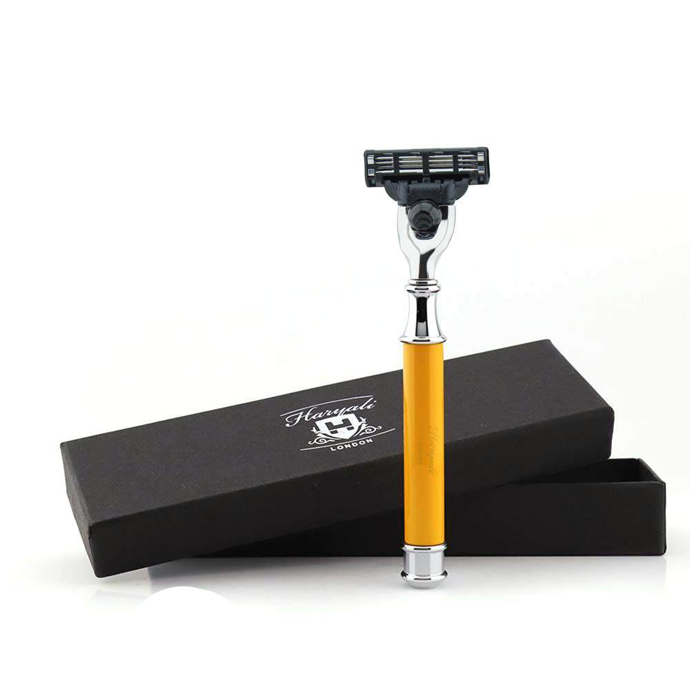 Haryali's Round 3 Edge Shaving Razor - Yellow - HARYALI LONDON