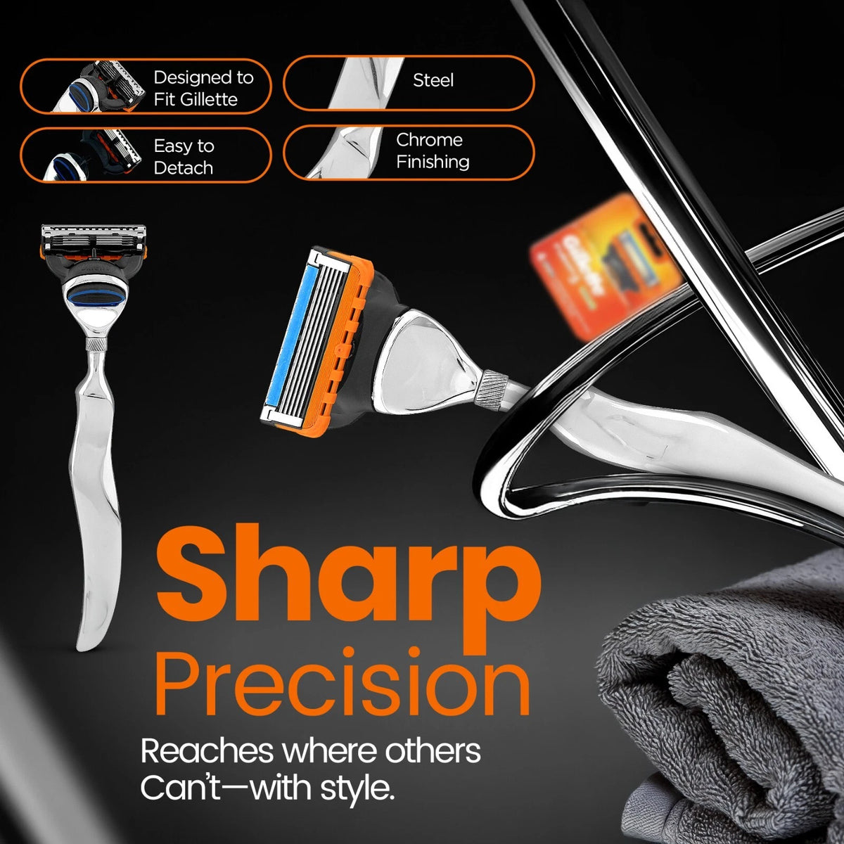 5 Blade Shaving Razor Stainless Steel Wavy Long Handle - HARYALI LONDON