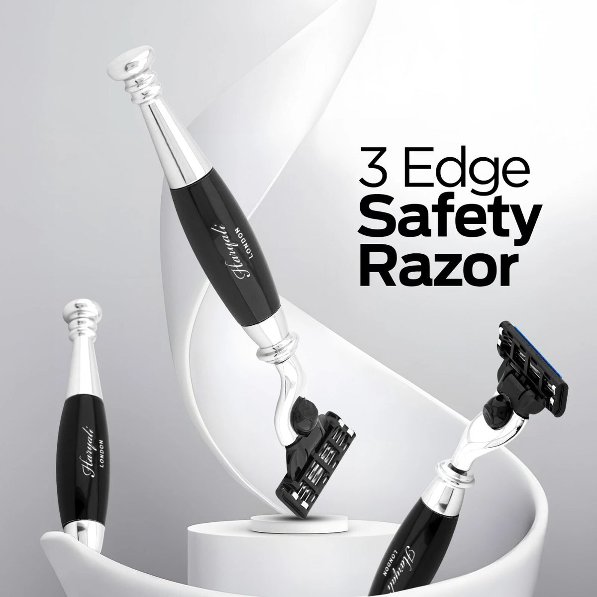 Tandoori 3 Blade Razor Black Half Nex Grip - HARYALI LONDON