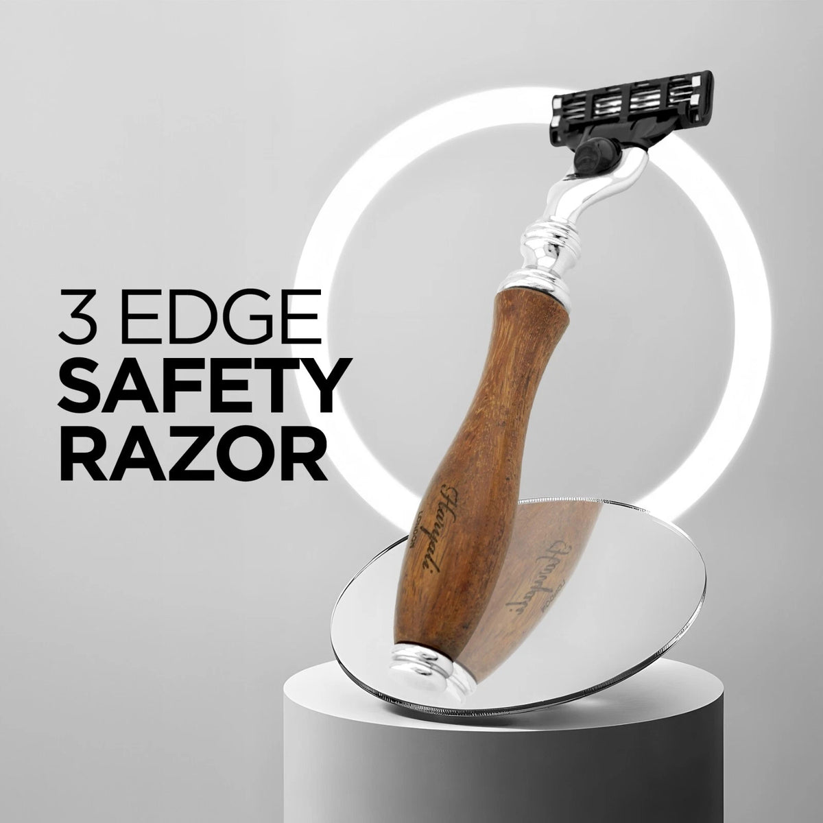 Haryali's 3 Edge Shaving Razor Wooden Handle - HARYALI LONDON