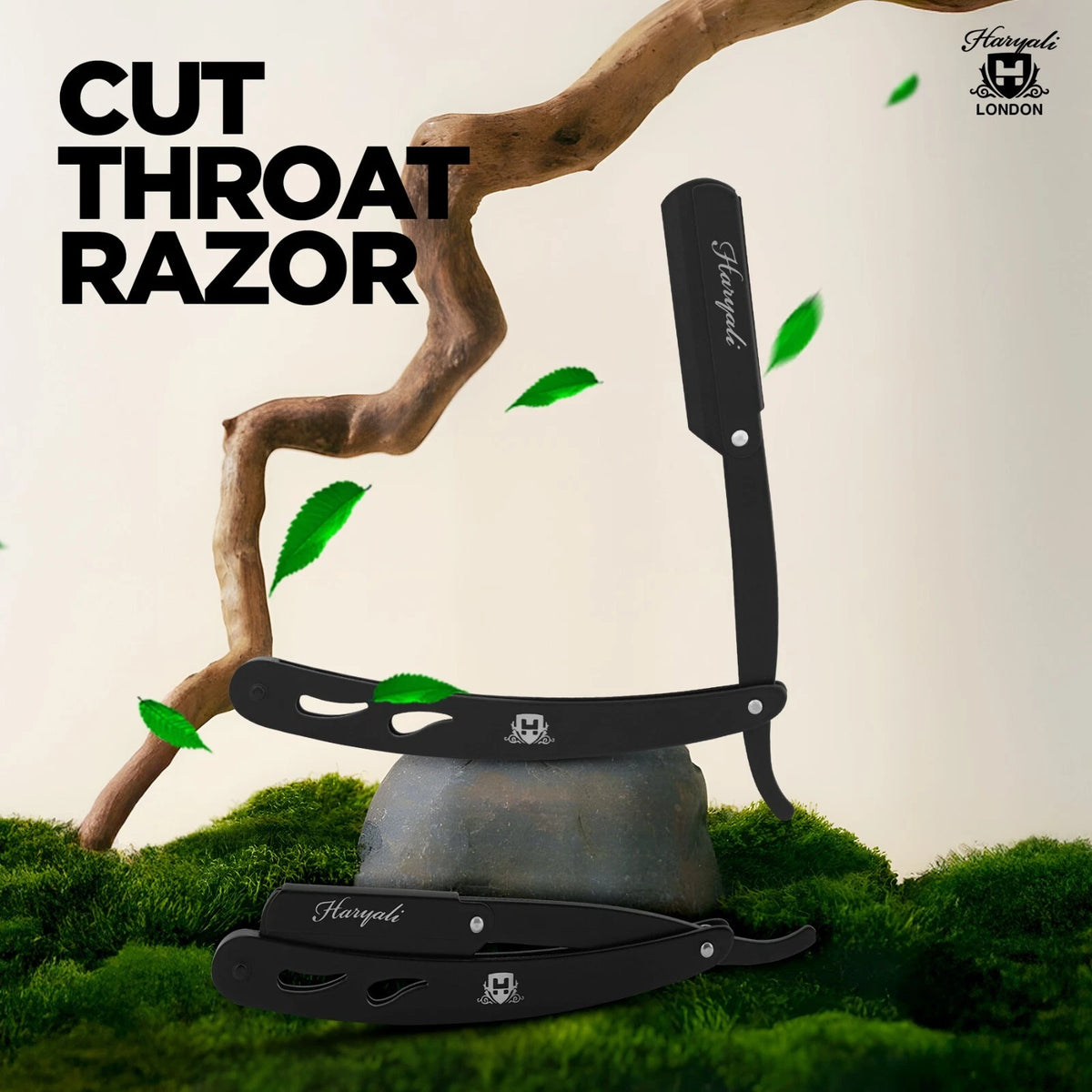 Black Stainless Steel Cut Throat Replaceable Razor Blades - HARYALI LONDON