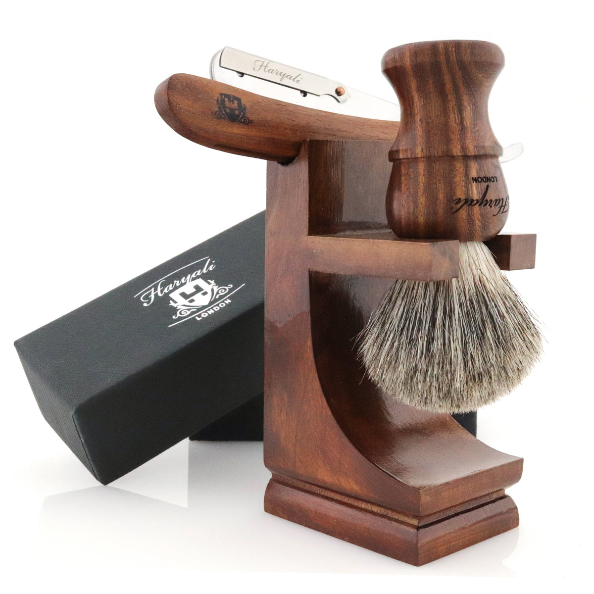 Haryali's Wooden Straight Razor Set